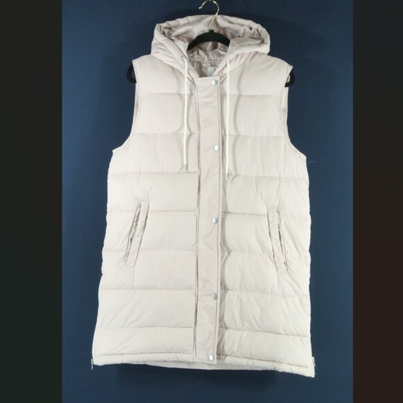 NEW ZELLA Long Hooded Puffer Vest In Pink Hush SZ S#2885 - Picture 5 of 12